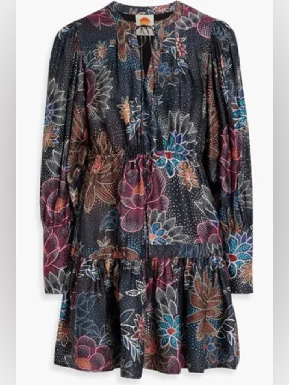 FARM Rio Black Sparkle Flowers Mini Dress